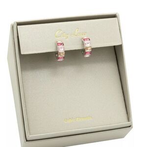 City Luxe Silver-Tone Multi Color CZ & Crystal Huggie Earrings
